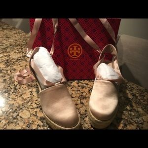 NWT Tory Burch Elisa Satin Espadrilles Size 11